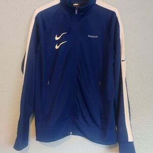 Vintage Nike Blue Track Jacket Stacked‎ Double Swoosh Streetwear